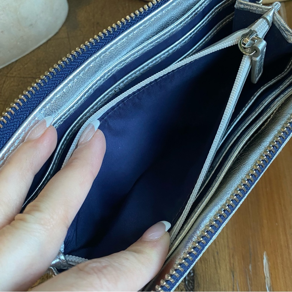 Coach Poppy Signature Blue Denim Full Zip Wallet - Picture 10 of 13